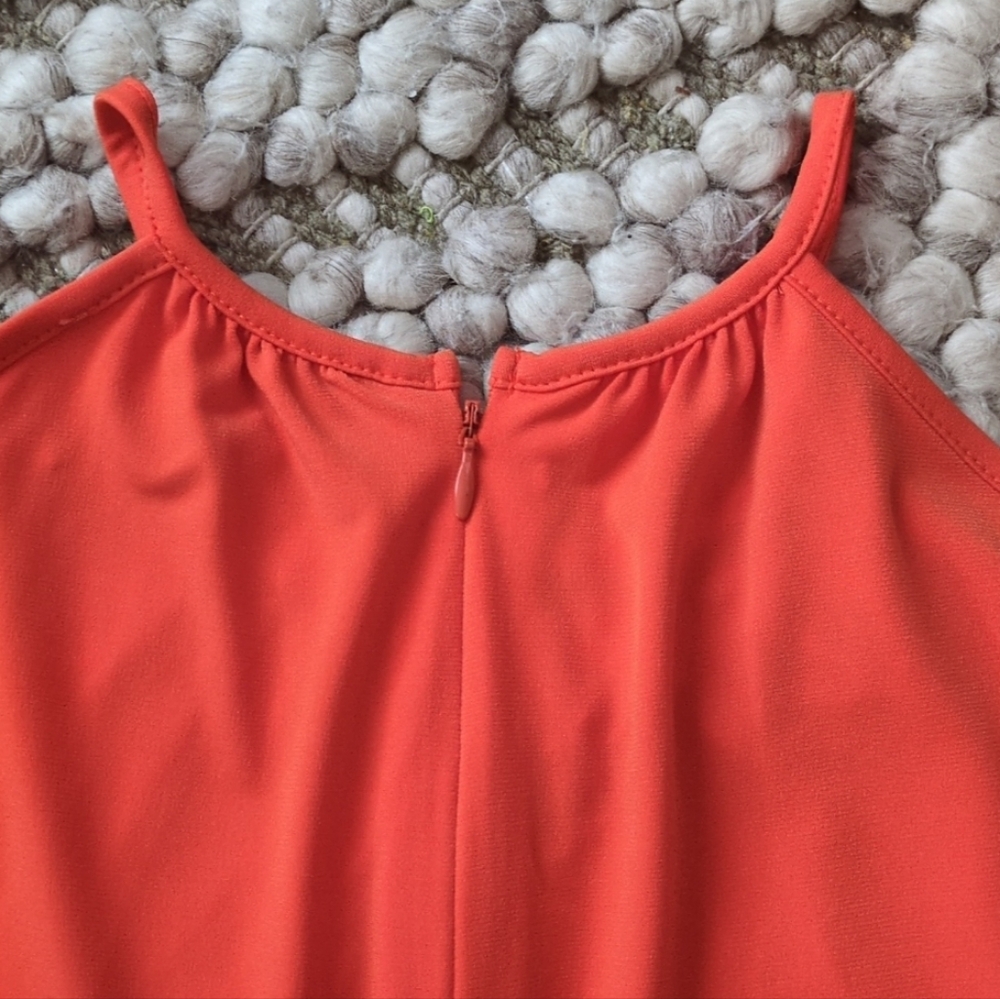 MICHAEL Michael Kors Poppy Orange Gold Tone Halter Cold Shoulder Blouse 1X NWT - Picture 10 of 16
